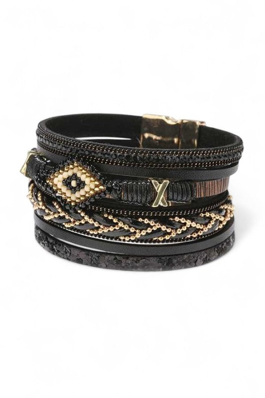 Beaded Layered Bohemian Magnetic Bracelet