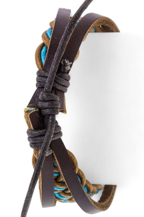 Braided Layer Drawstring Leather Bracelet