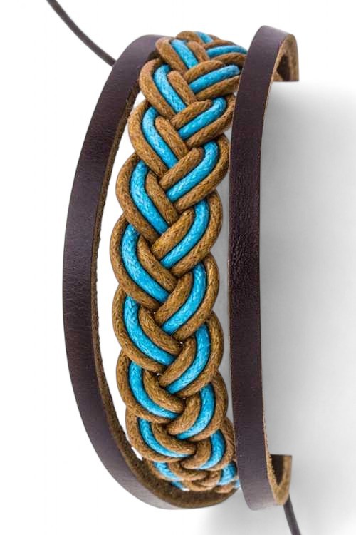 Braided Layer Drawstring Leather Bracelet