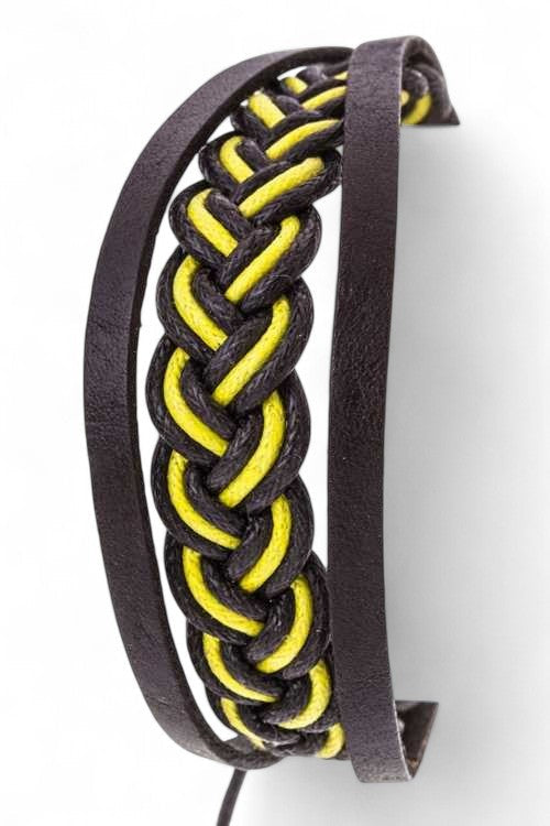 Braided Layer Drawstring Leather Bracelet