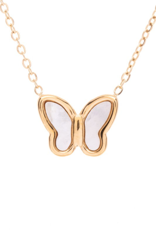 MOP Petite Butterfly Pendant Necklace