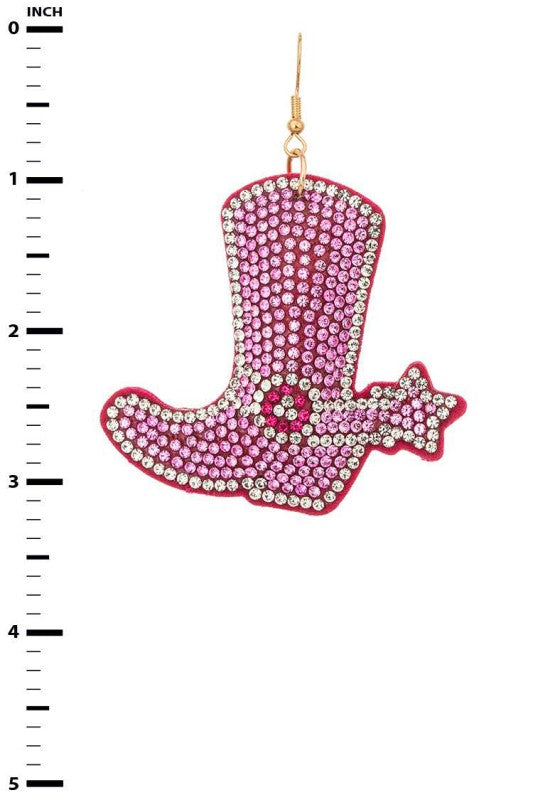 Pink Stone Cowboy Boots Pillow Earrings