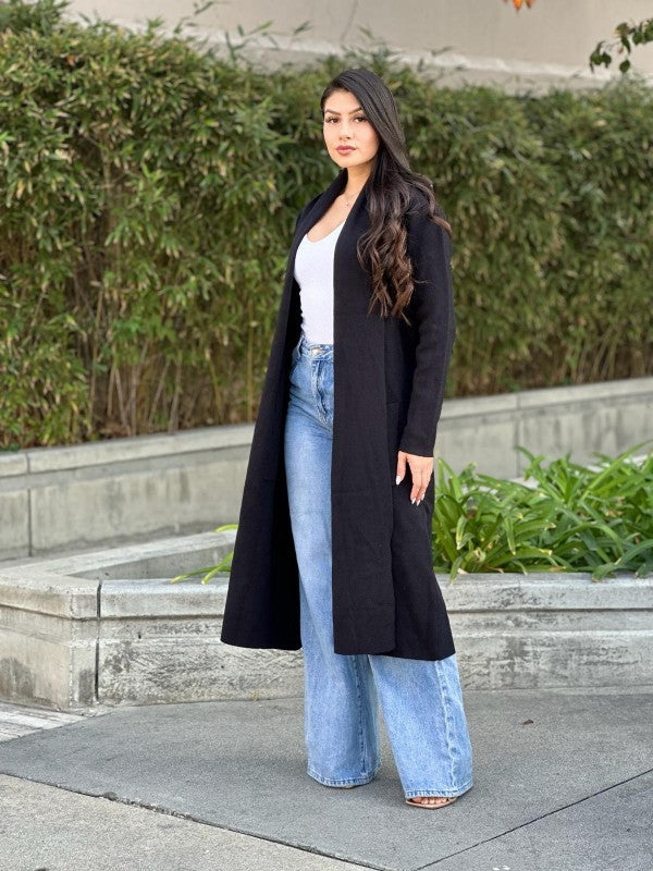 Clover Fine Knit Midi Cardi Cardigan with Pockets