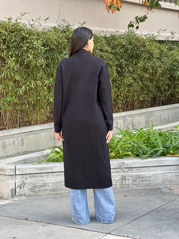 Clover Fine Knit Midi Cardi Cardigan with Pockets