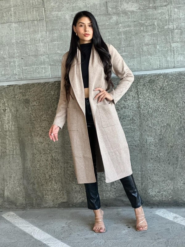 Collard Neck Drop Shoulder Pocket Cardigan