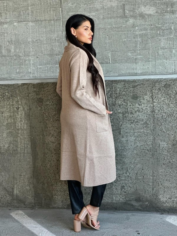 Collard Neck Drop Shoulder Pocket Cardigan