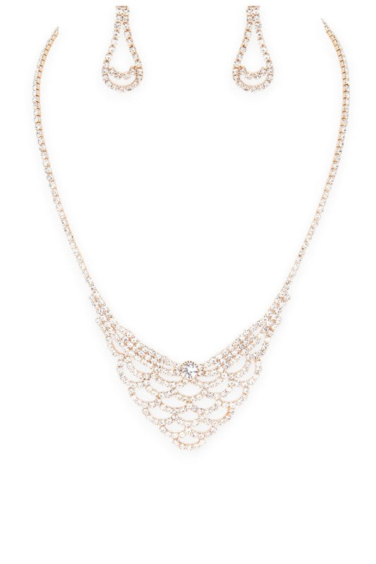 3 PC Rhinestone Bridal Necklace Set