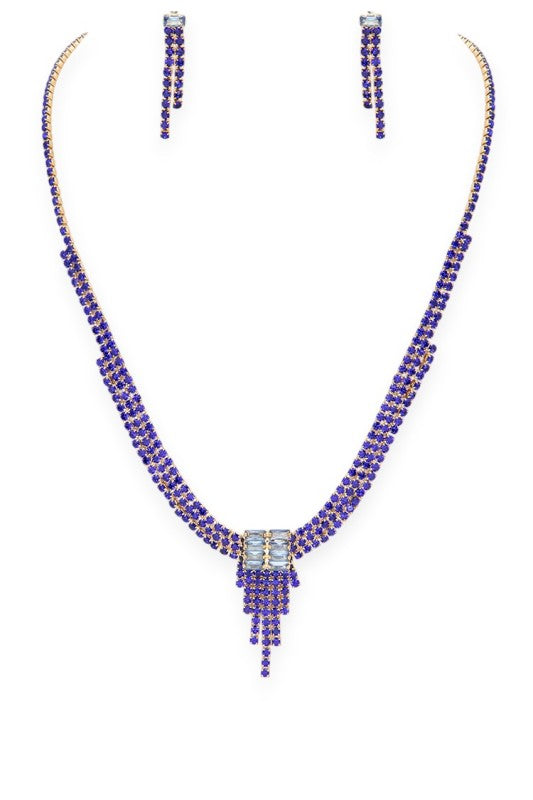 CZ Rhinestone Statement 3 PC Necklace Set