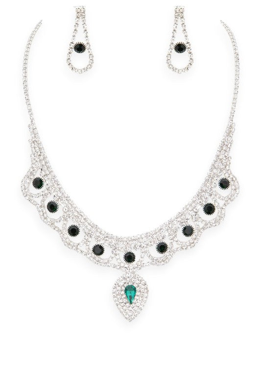 Statement Rhinestone Bridal Necklace Set