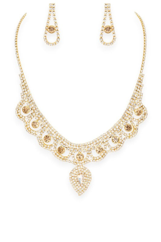 Statement Rhinestone Bridal Necklace Set