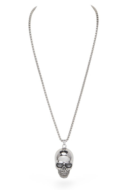 Heavy Metal Skull Pendant Stainless Steel Necklace