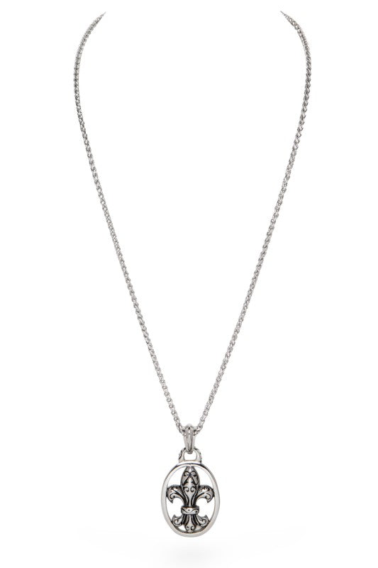 Stainless Steel Fleur De Lis Pendant Necklace