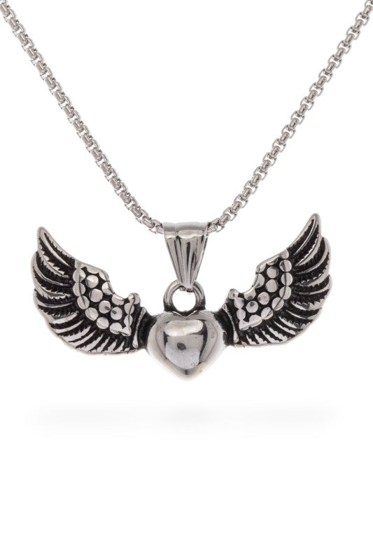 Flying Heart Stainless Steel Pendant Necklace
