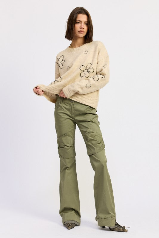 FLORAL WHIPSTITCH SWEATER