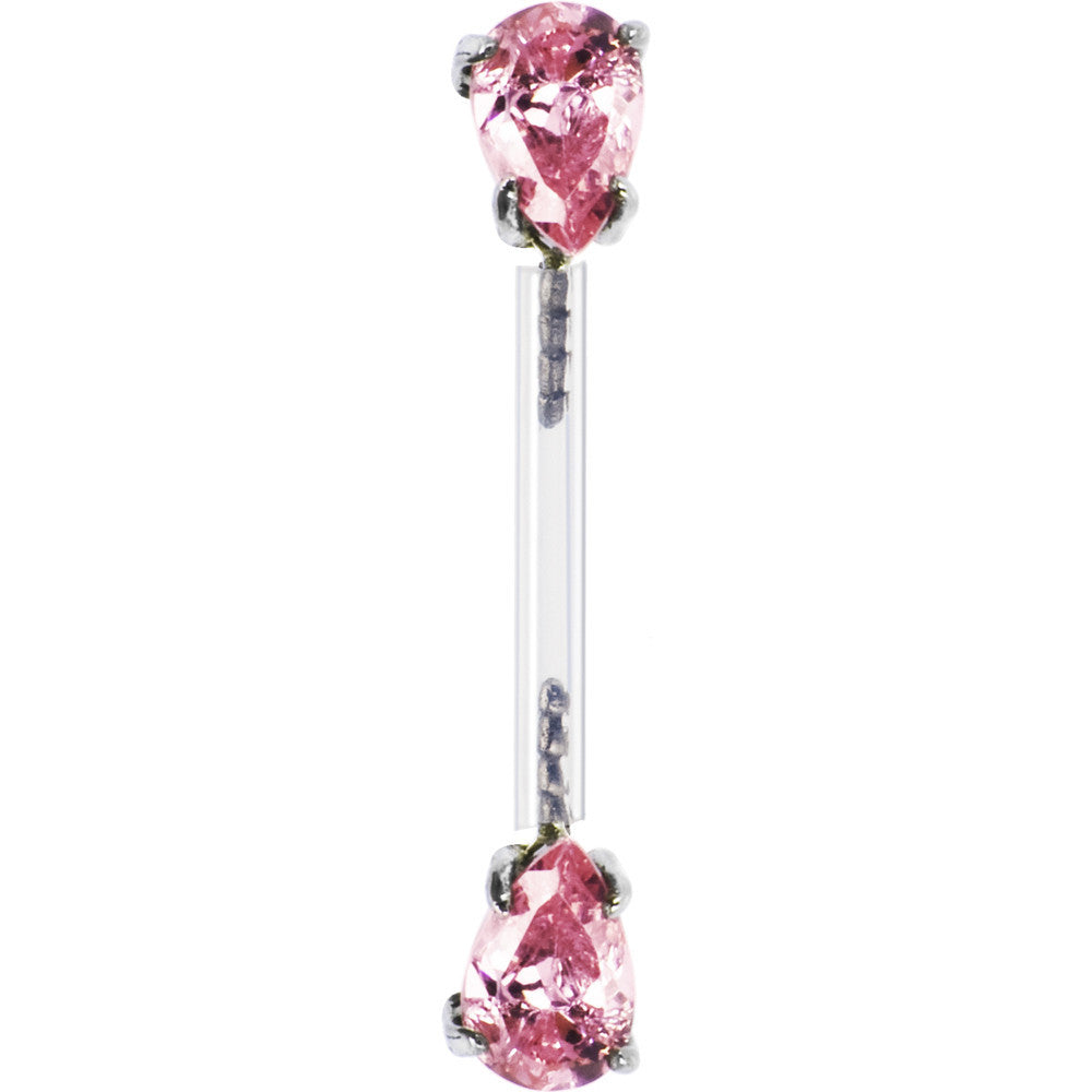 Pink Teardrop Cubic Zirconia Bioplast Intimate Piercing