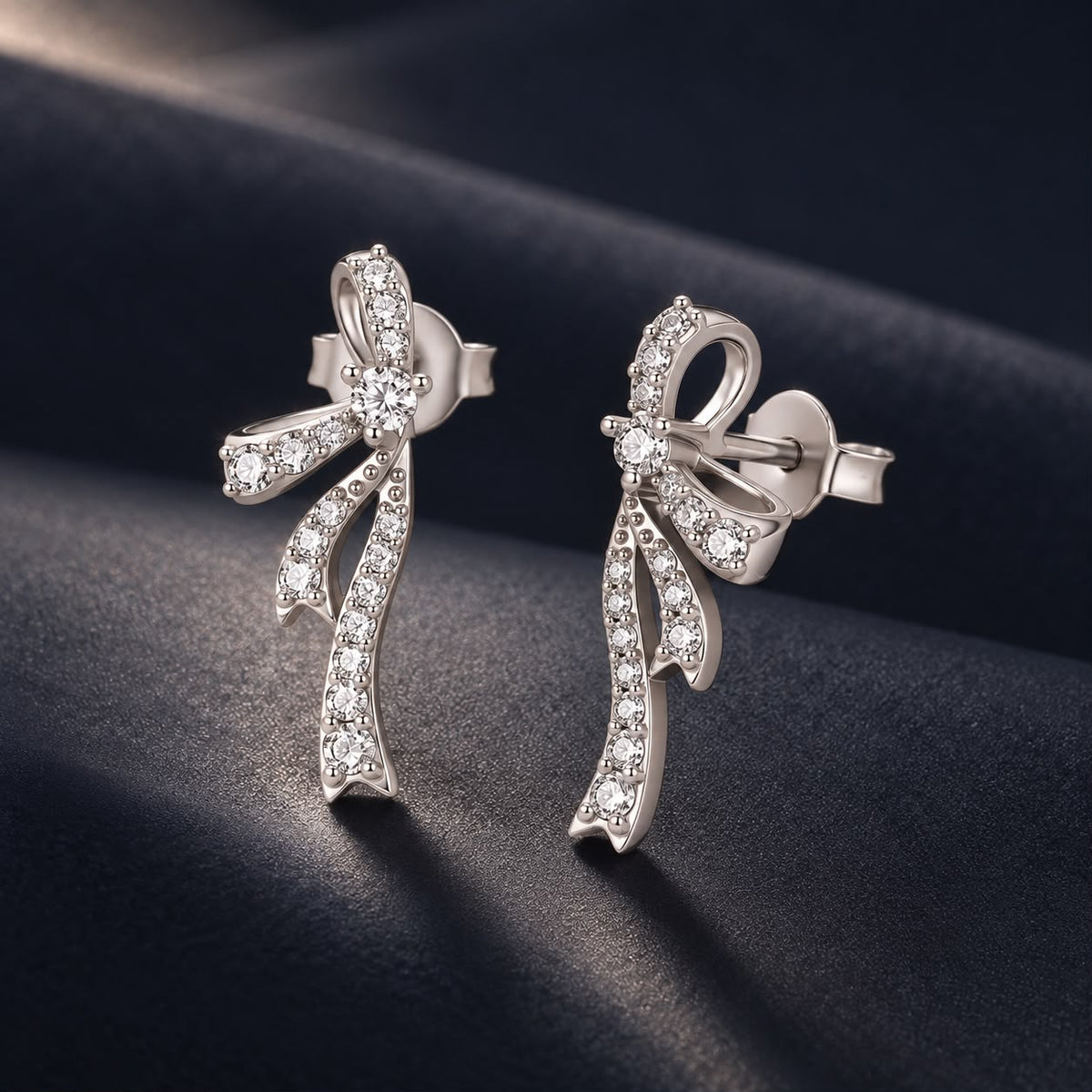 925 Silver White Gold Plated CZ Pavé 1.7 x 0.7 cm Earrings for Women