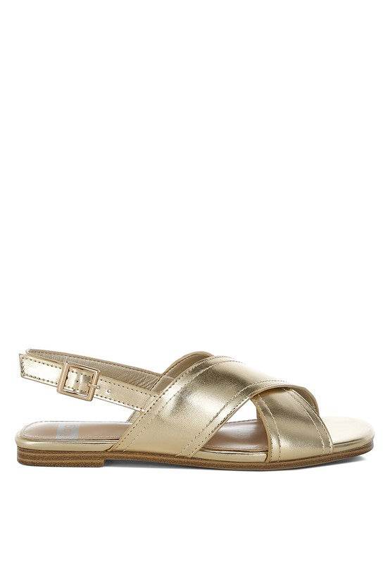 Kanon Metallic Pleather Criss-Cross Flats
