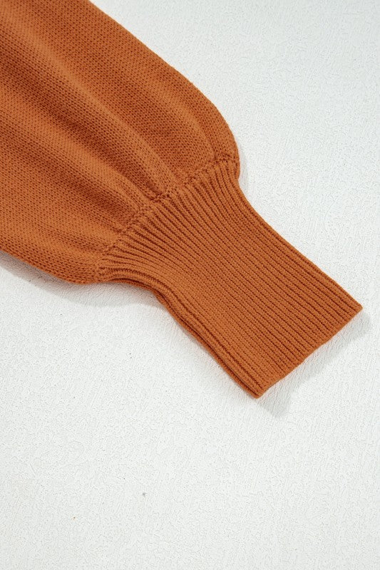 Solid Ribbed Drop Shoulder Sweater