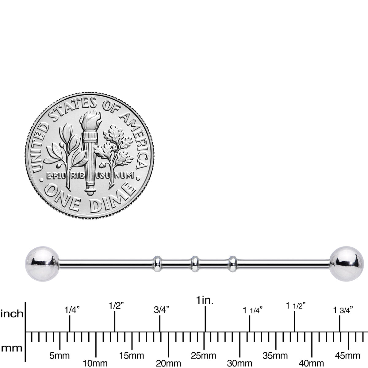 Surgical Steel Notched Industrial Barbell Earring