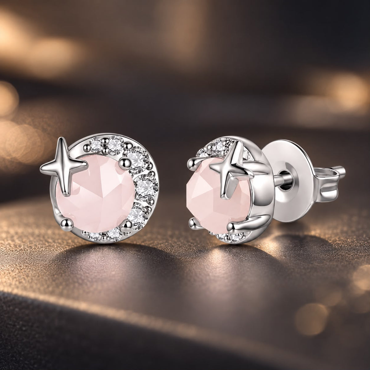925 Sterling Silver White Crystal Pavé CZ 0.7x0.8cm Stud Earrings for Women