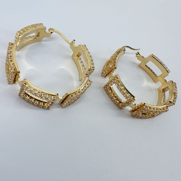 40mm Hoop Earrings Rectangle full of Rhinestones