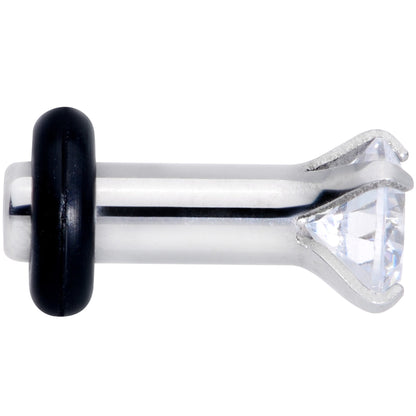 8G Stainless Steel Clear Cubic Zirconia Single Flare Plug Set