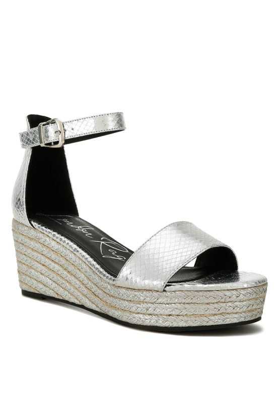 Utah Faux Leather Snake Wedge Espadrilles