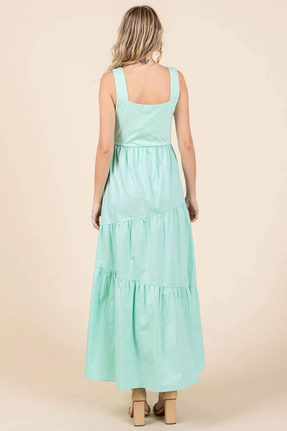 Mittoshop Mix Media Square Neck Maxi Dress