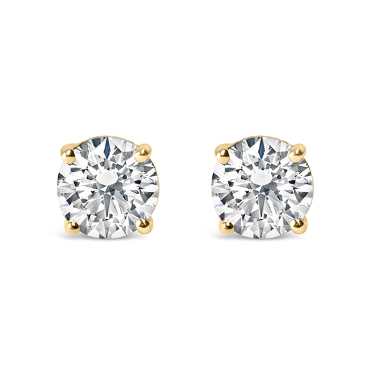 14K White Gold 2.00 Cttw Lab Grown Round Brilliant-Cut Diamond Classic 4-Prong Stud Earrings with Screw Backs (F-G color, VVS2-VS1 Clarity)