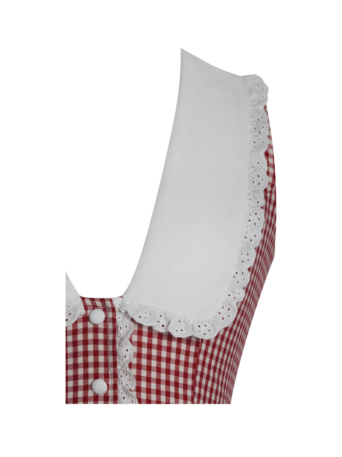 Nala Red Gingham Eyelet Lace Trim Peterpan Collar Mini Dress