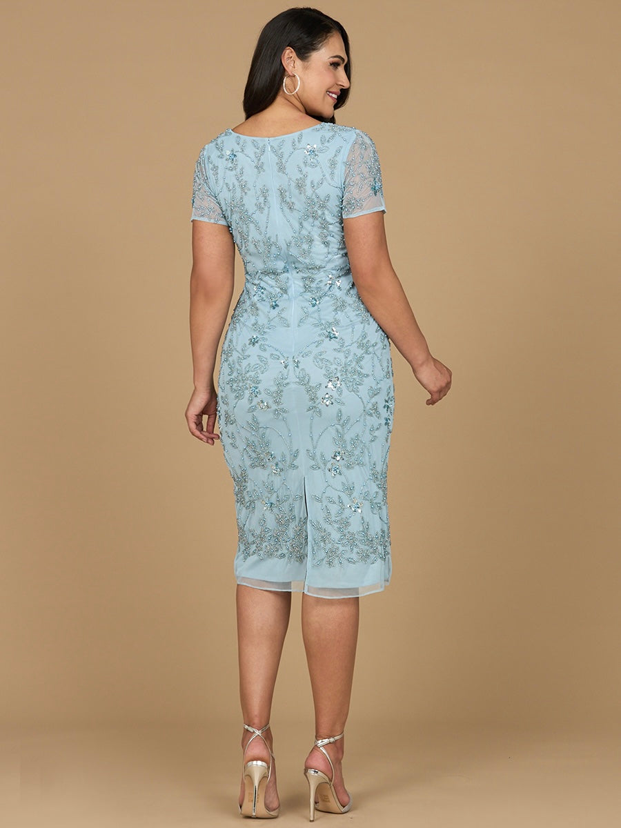 Beaded Midi Dress with Cap Sleeves