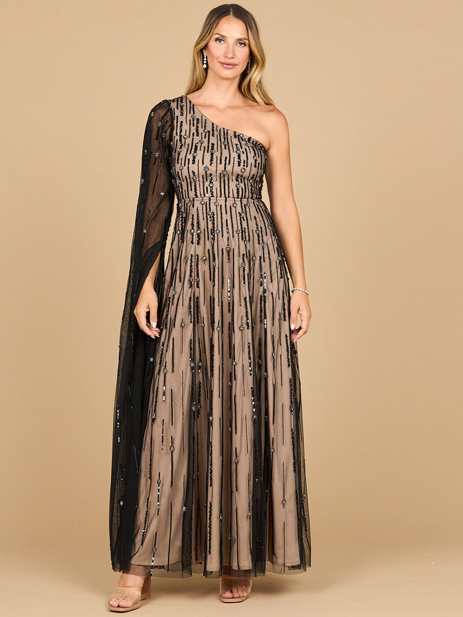 One Shoulder A-Line Gown