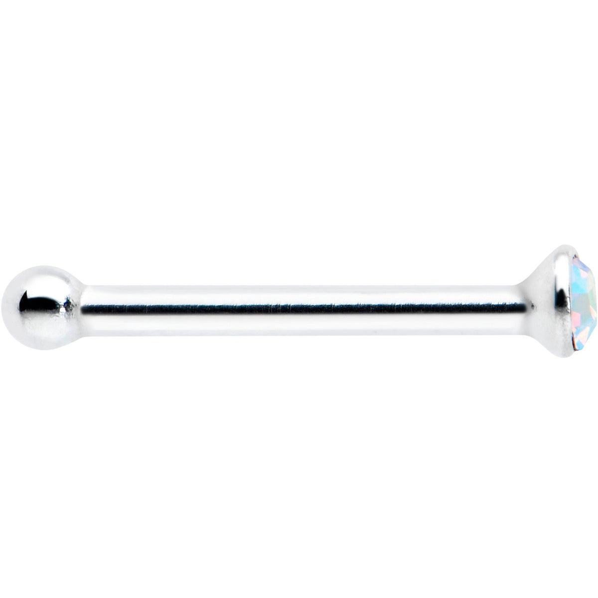 Sterling Silver 1.2mm Aurora Nose Bone Created with Crystals
