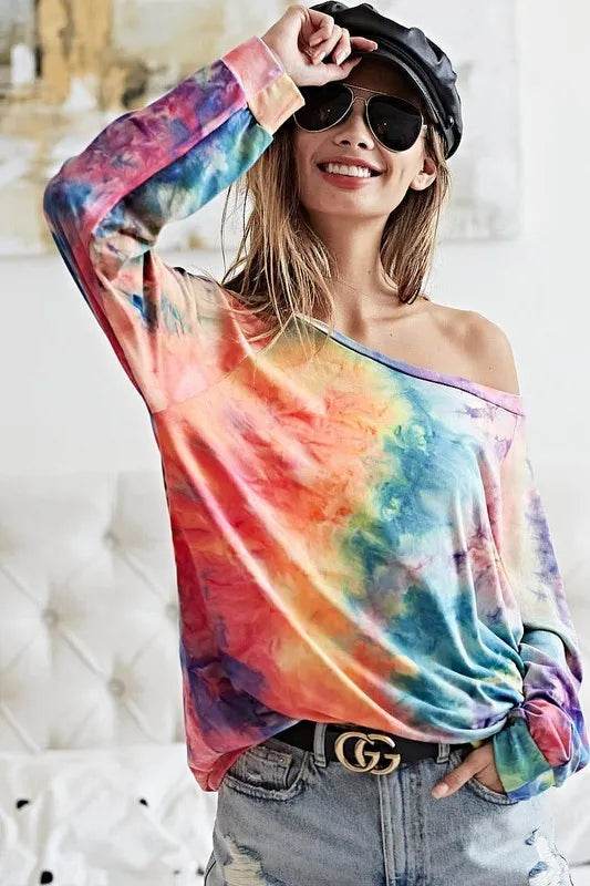 BiBi Tie Dye Soft Knit Jersey Top
