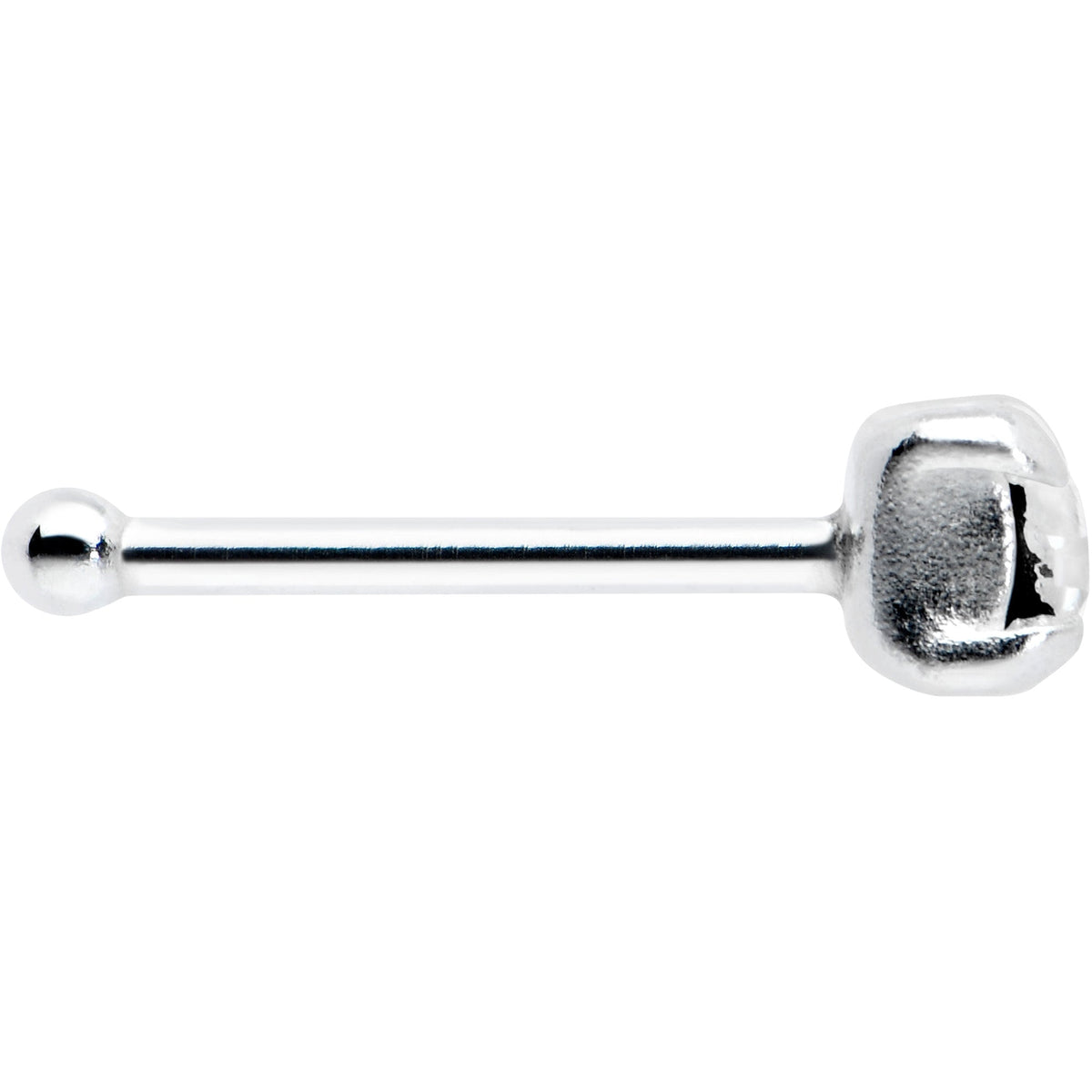 Sterling Silver 2mm Clear Nose Bone Created with Crystals