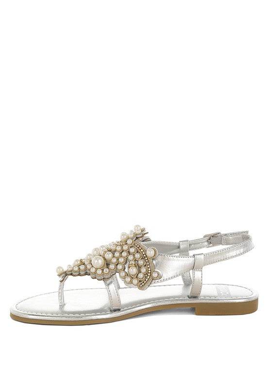 Opazie Metallic Pearl Embellished Flats