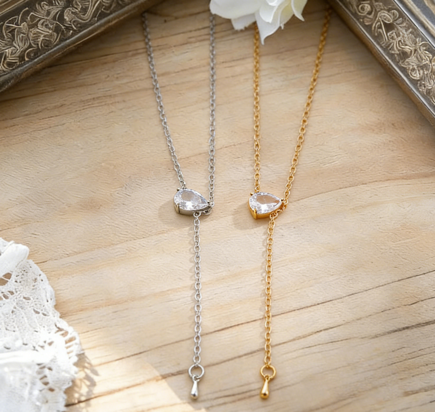 Micro-Set Teardrop Zircon Tassel Necklace