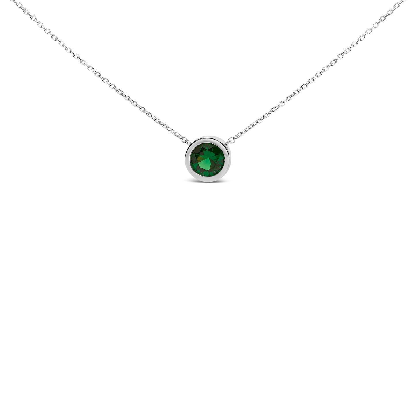 .925 Sterling Silver 7MM Bezel Set Created Purple Amethyst Pendant Necklace - 18" Inches
