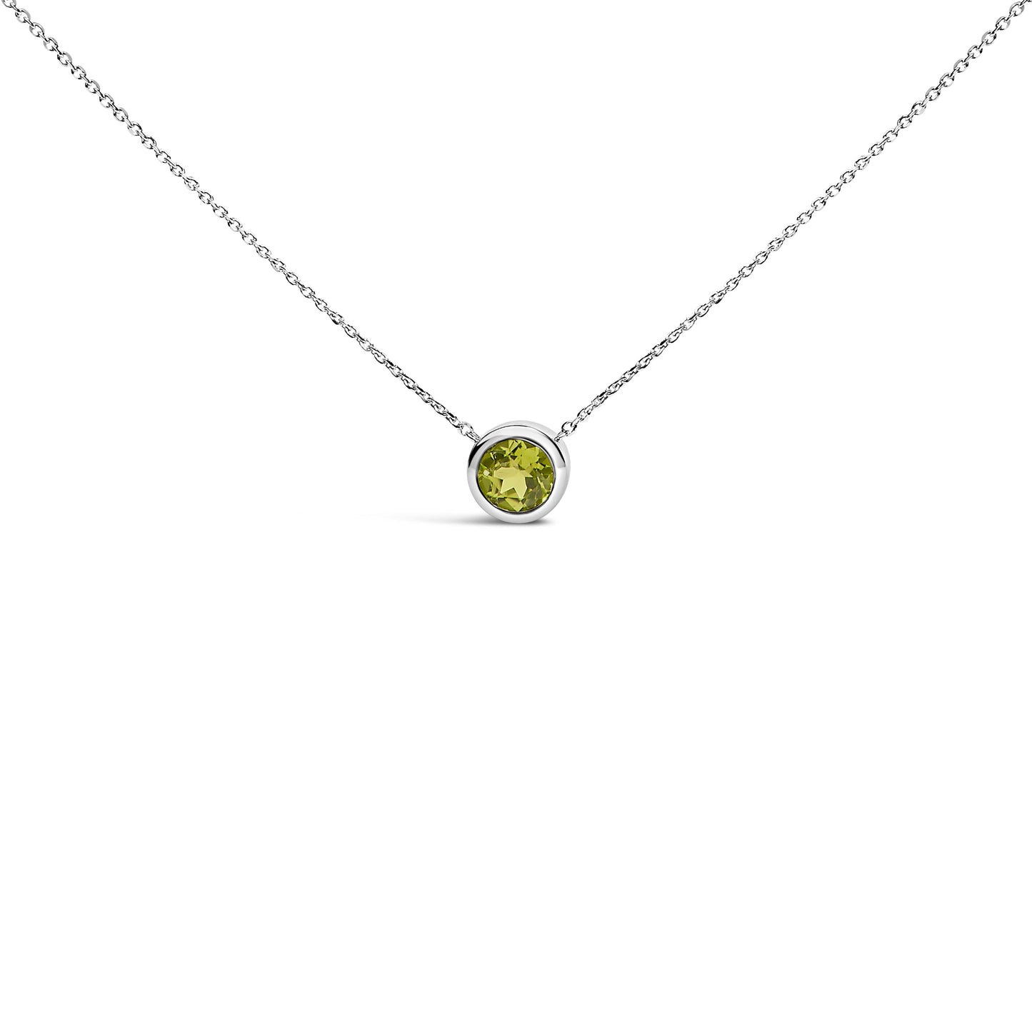 .925 Sterling Silver 7MM Bezel Set Created Purple Amethyst Pendant Necklace - 18" Inches