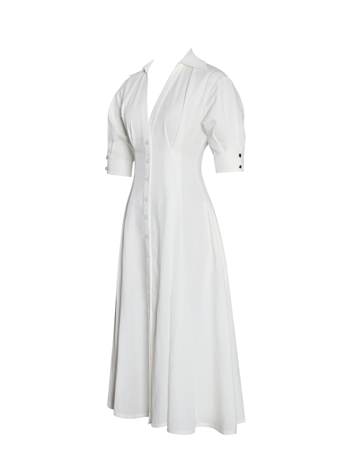 Palina Lyocell Pleated Midi Preppy Shirt Dress