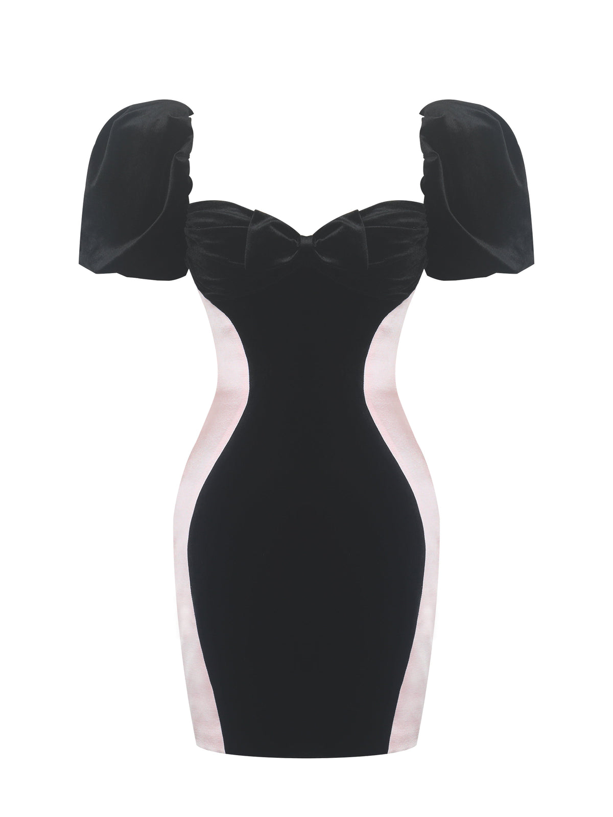 Nova Black Contoured Sweetheart Puff Sleeve Mini Dress