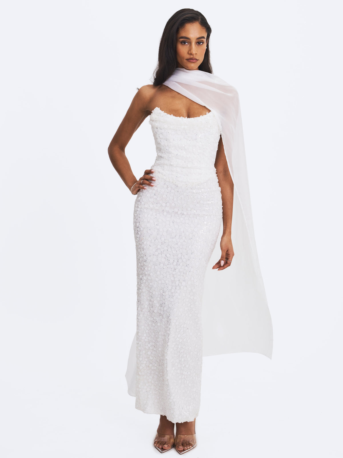 Jaycee White Chiffon Scarf