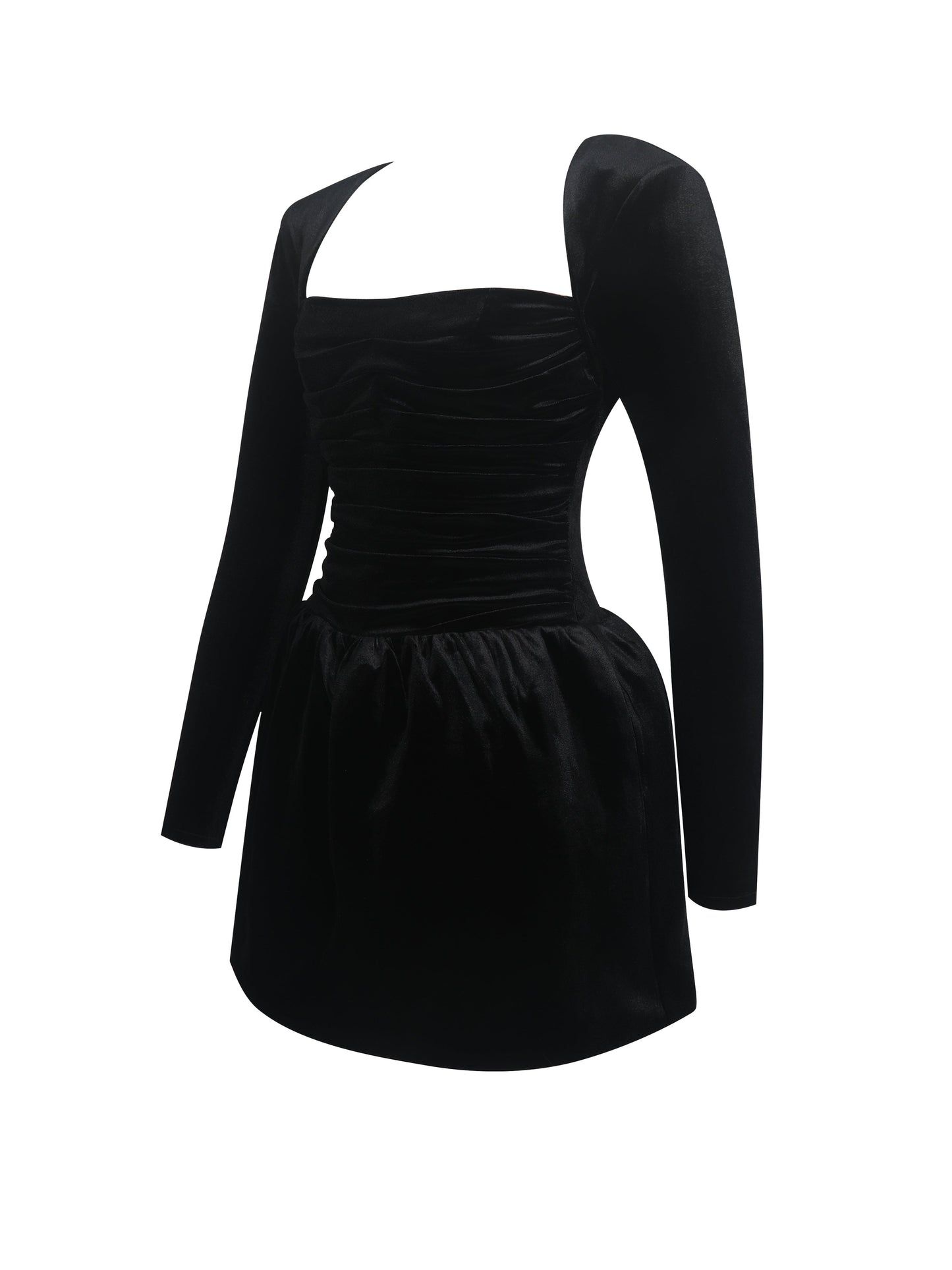 Catrina Black Velvet Square Neck Bow-Tie Mini Dress