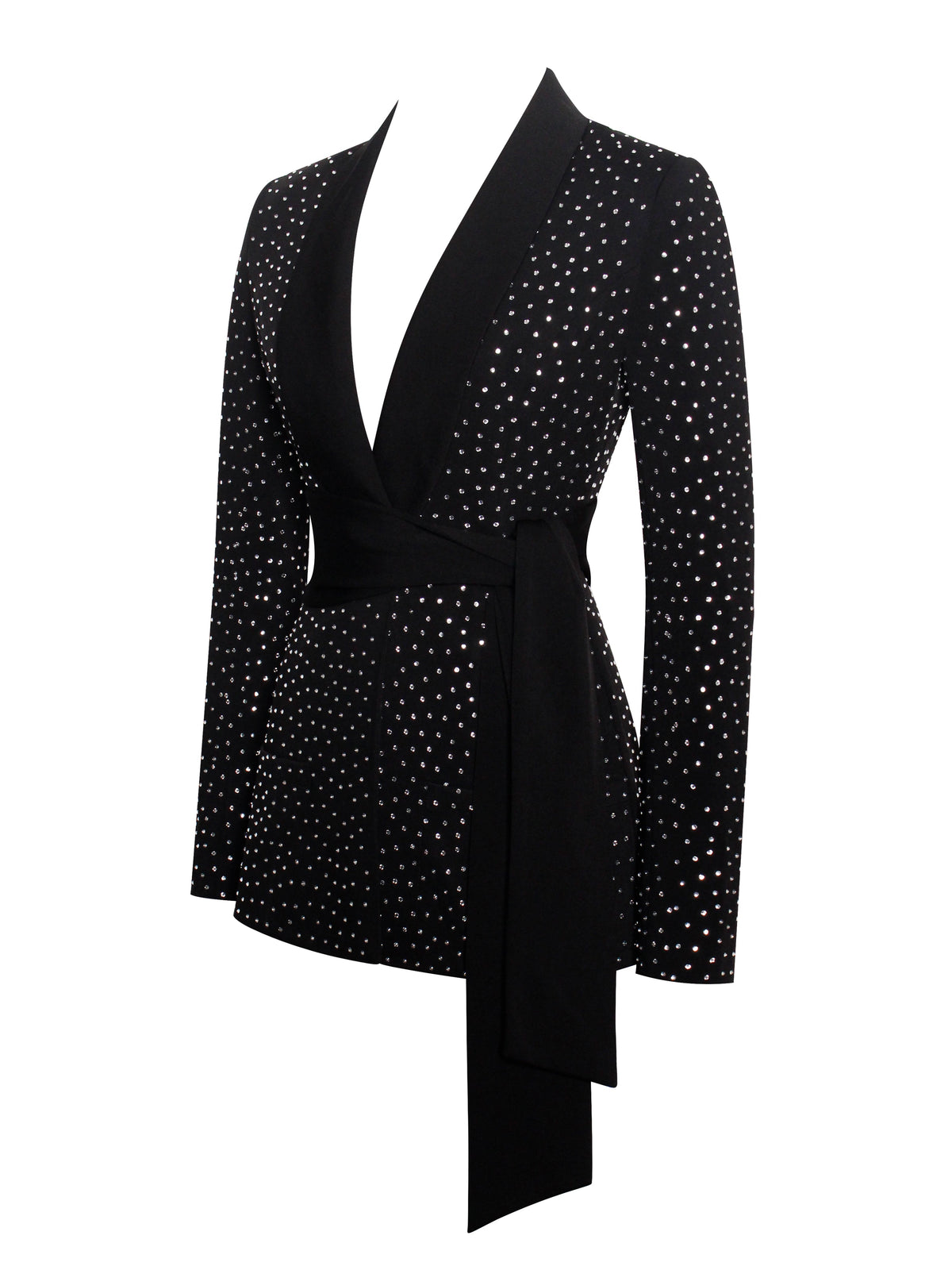 Visionary Crystal Embellished Black Blazer Jacket