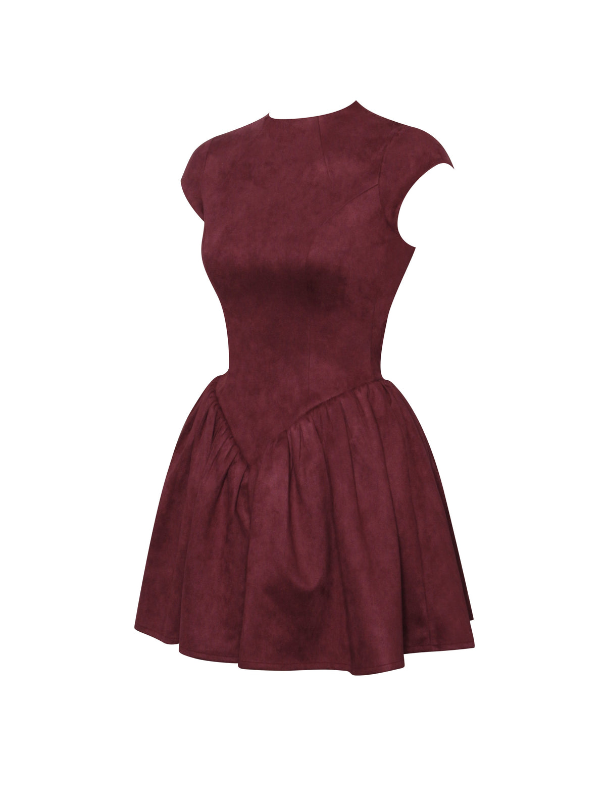BBC Jacqueline Backless Burgundy Mini Puffy Suede Dress