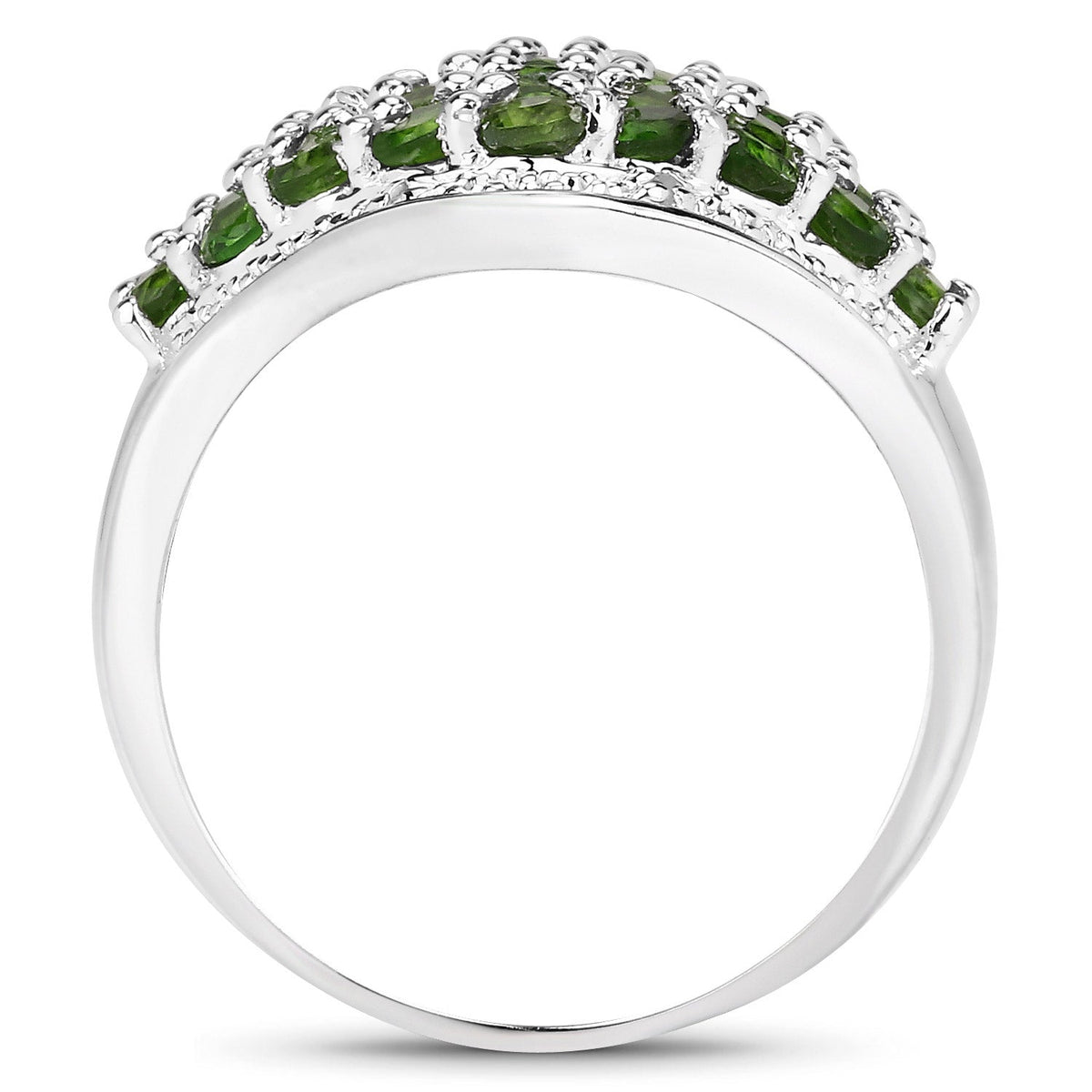 2.41 Carat Genuine Chrome Diopside and White Topaz .925 Sterling Silver Ring