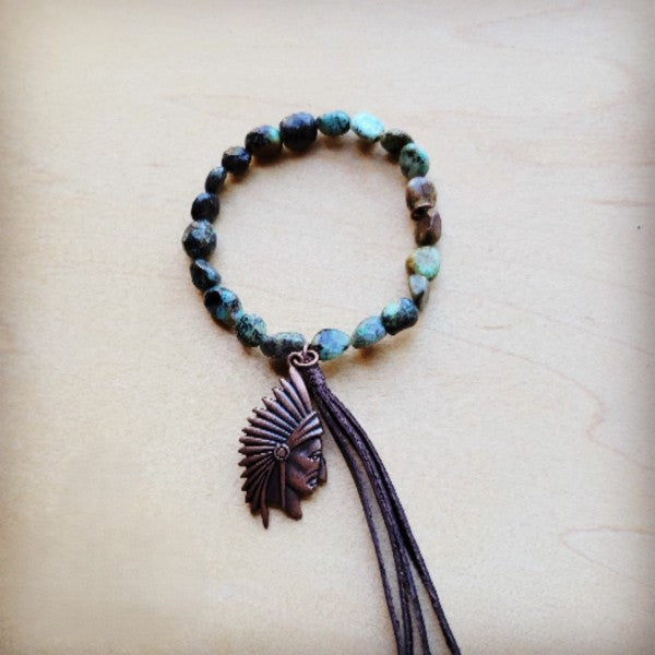 xxNatural Turquoise Stretch Bracelet Indian Charm
