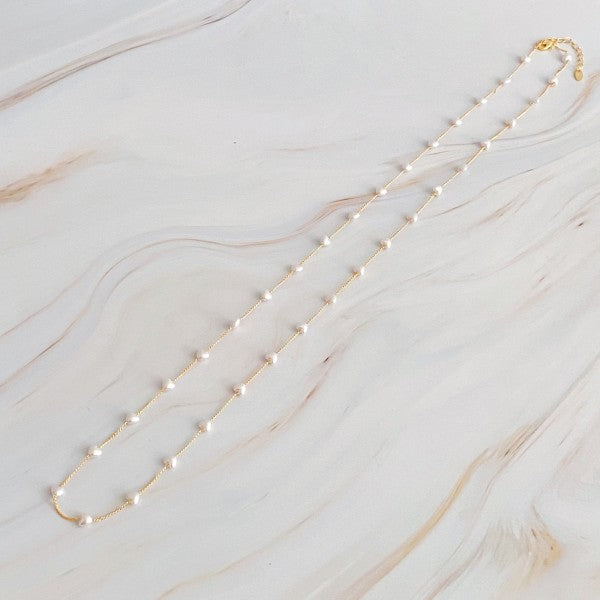 Pearl Heart Long Chain Necklace
