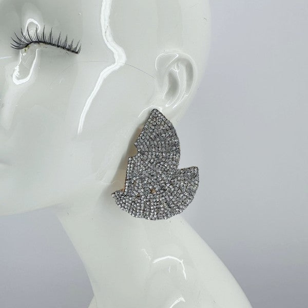 Rhinestones Double Fan Shape Earrings