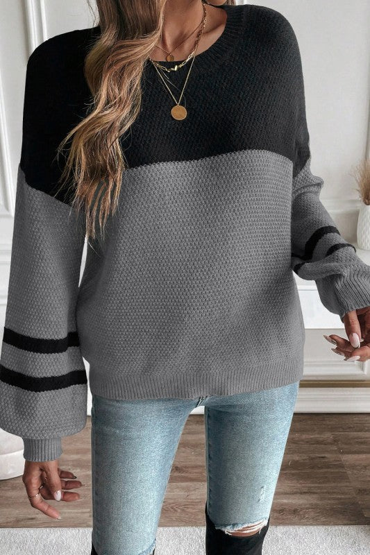 Colorblock Stripe Long Sleeve Sweater